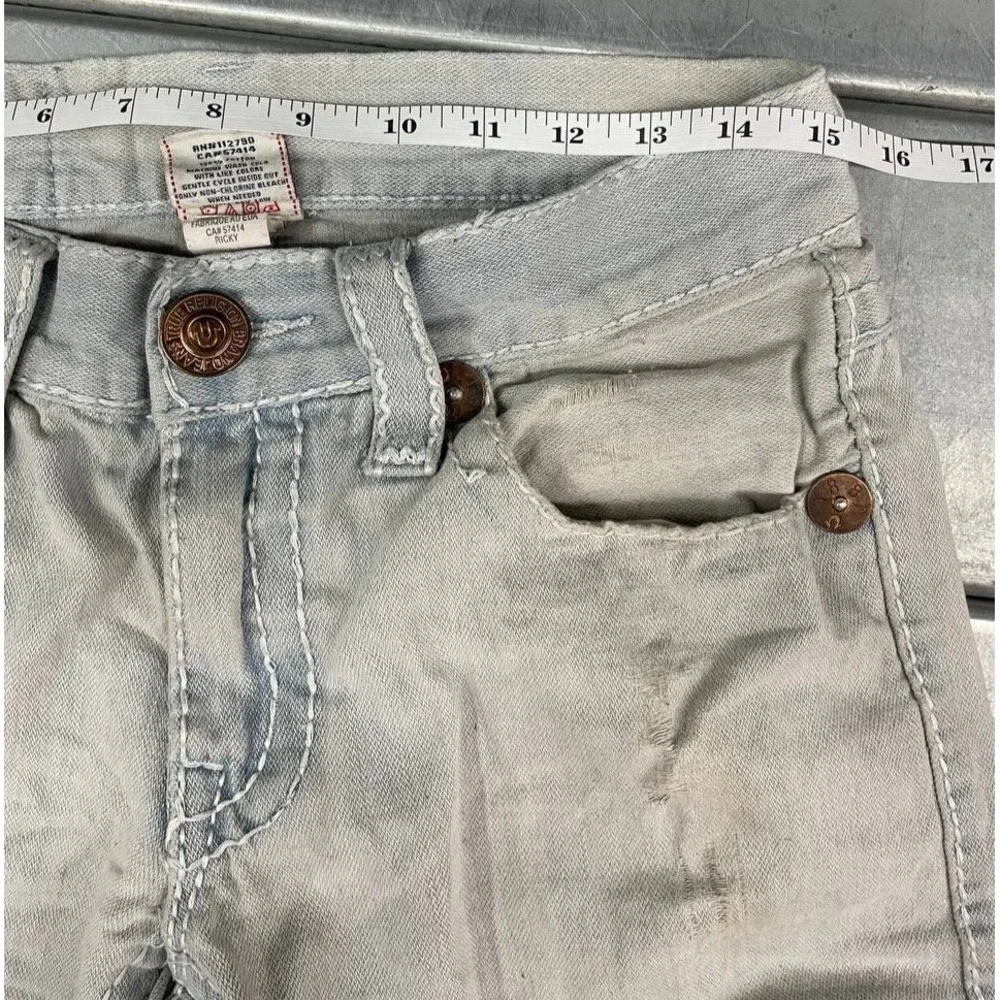 True Religion Ricky Super T Denim Jeans Mens 30x31‎ Light Wash Distressed Y2K
